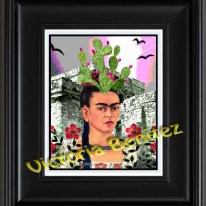 Frida Kahlo Day Of The Dead Aztec Digital Oil..