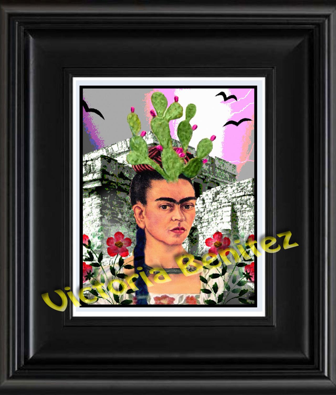 Frida Kahlo Day Of The Dead Aztec Digital Oil Painting Design 8" X 10" Photo Print
