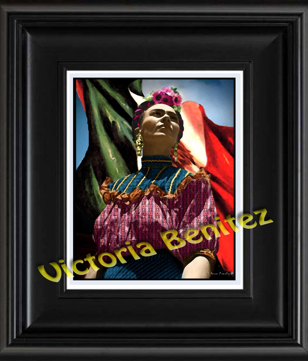 Frida Kahlo Day Of The Dead Viva Mexico Digital Oil Painting Design 8" X 10" Photo Print