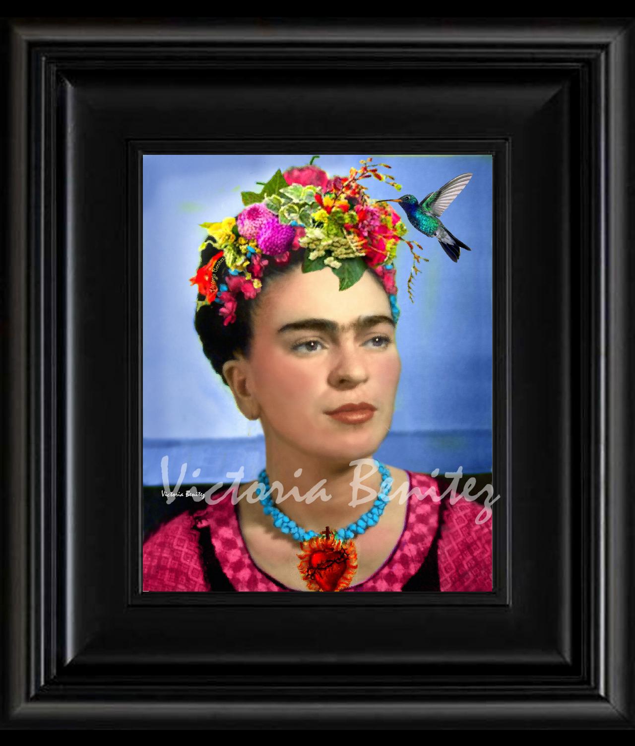 Frida Kahlo Day Of The Dead Hummingbird Digital Oil Painting Design 8" X 10" Photo Print