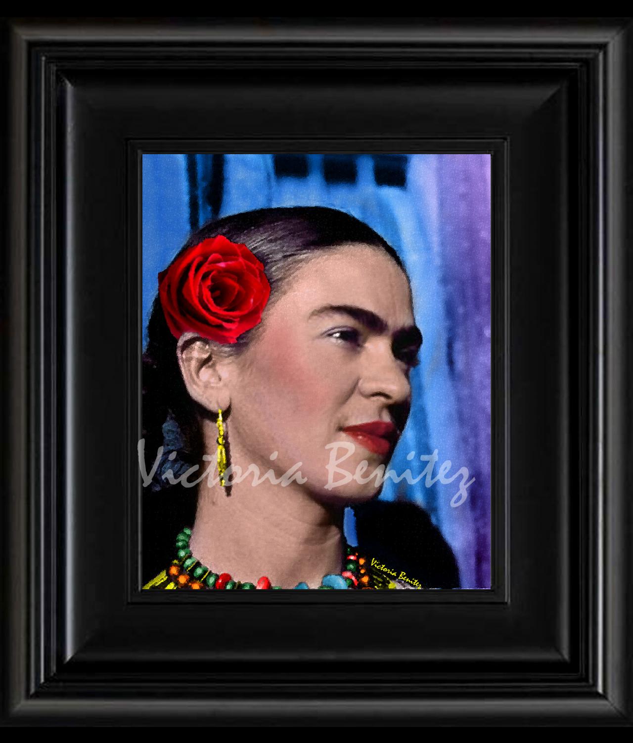 Frida Kahlo Day Of The Dead The Red Rose Digital Oil Painting Design 8" X 10" Photo Print
