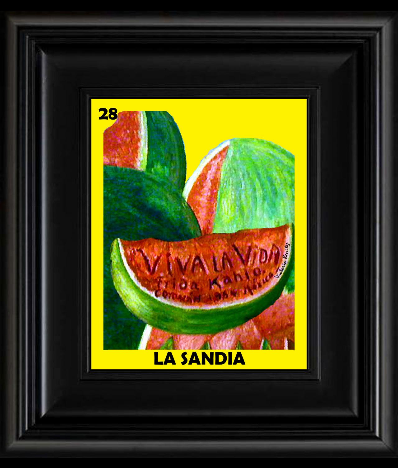 Frida Kahlo Day Of The Dead La Loteria La Sandia Card Digital Oil Painting Design 8" X 10" Photo Print